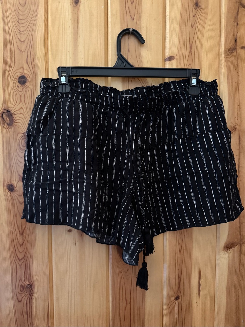 Maurices Black Pinstripe High-Waist Pull-On Shorts